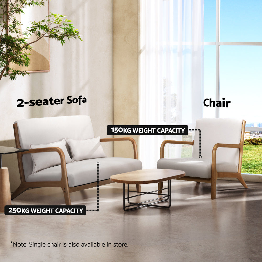 Coastal Inspired Low-Set Loveseat Armchair - Beige - Homecoze