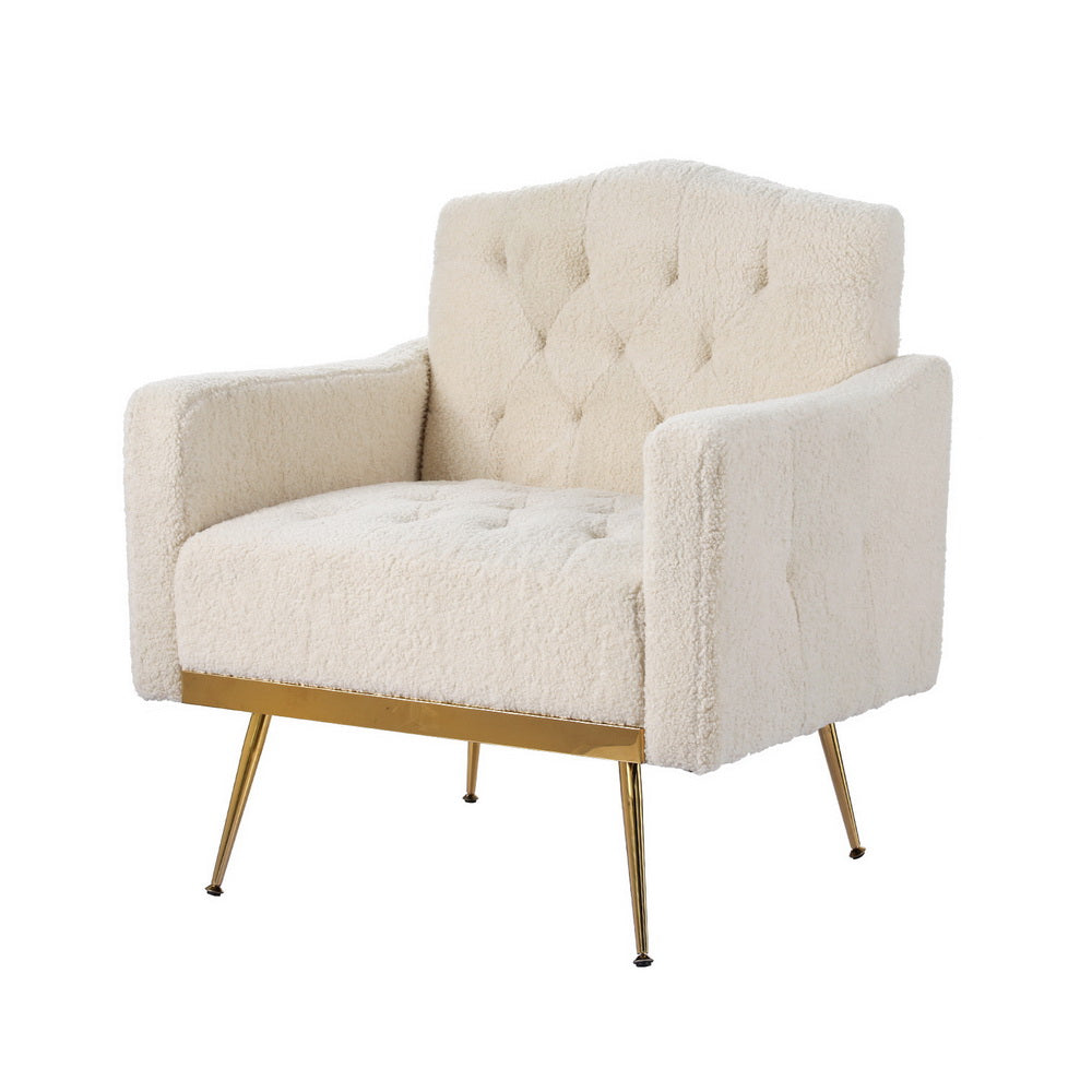 Boucle Accent Chair Modern Scandinavian Style Glam Armchair - Beige - Homecoze