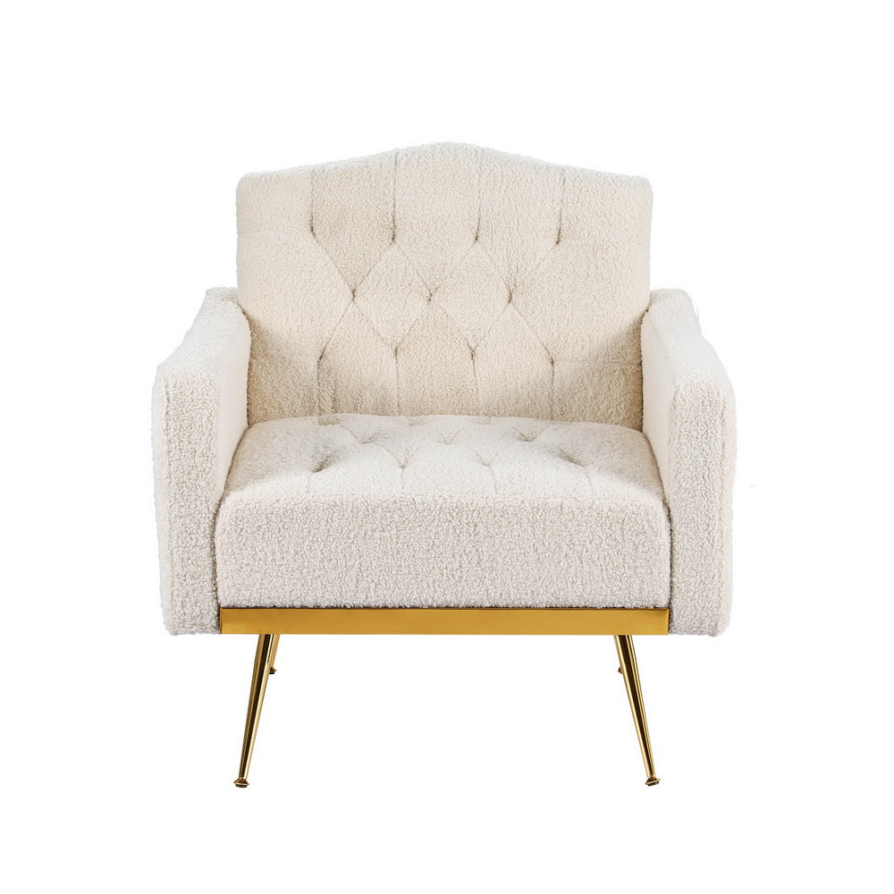 Boucle Accent Chair Modern Scandinavian Style Glam Armchair - Beige - Homecoze