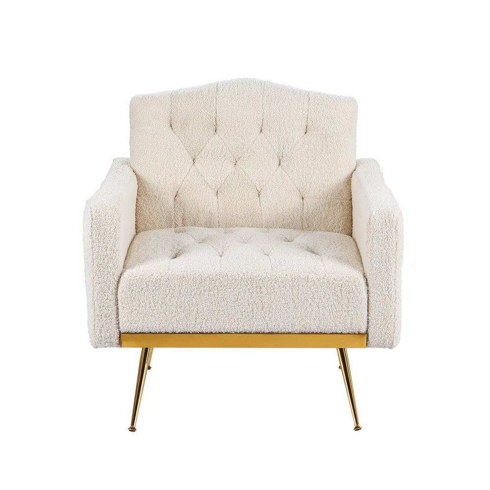 Boucle Accent Chair Modern Scandinavian Style Glam Armchair - Beige