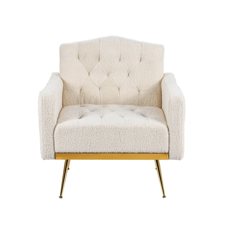 Boucle Accent Chair Modern Scandinavian Style Glam Armchair - Beige