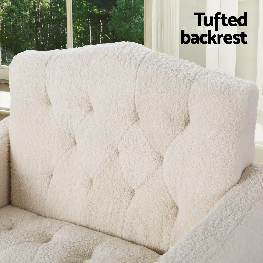 Boucle Accent Chair Modern Scandinavian Style Glam Armchair - Beige - Homecoze