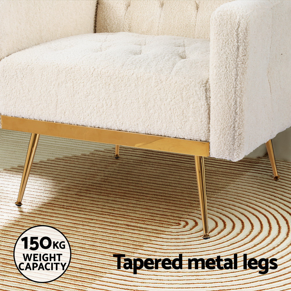 Boucle Accent Chair Modern Scandinavian Style Glam Armchair - Beige - Homecoze