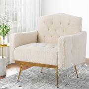 Boucle Accent Chair Modern Scandinavian Style Glam Armchair - Beige - Homecoze