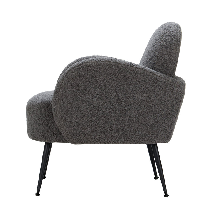 Ultra-Modern Sherpa Boucle Fabric Accent Tub Armchair - Charcoal Homecoze