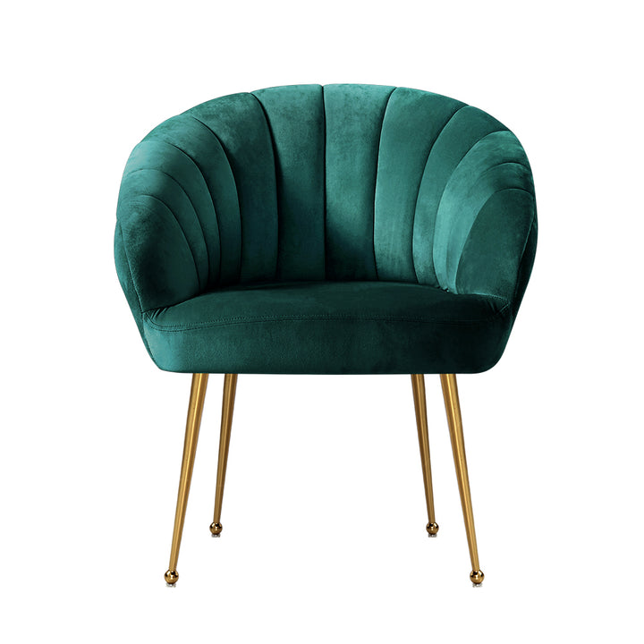 Classic Shell Velvet Accent Armchair - Green Homecoze