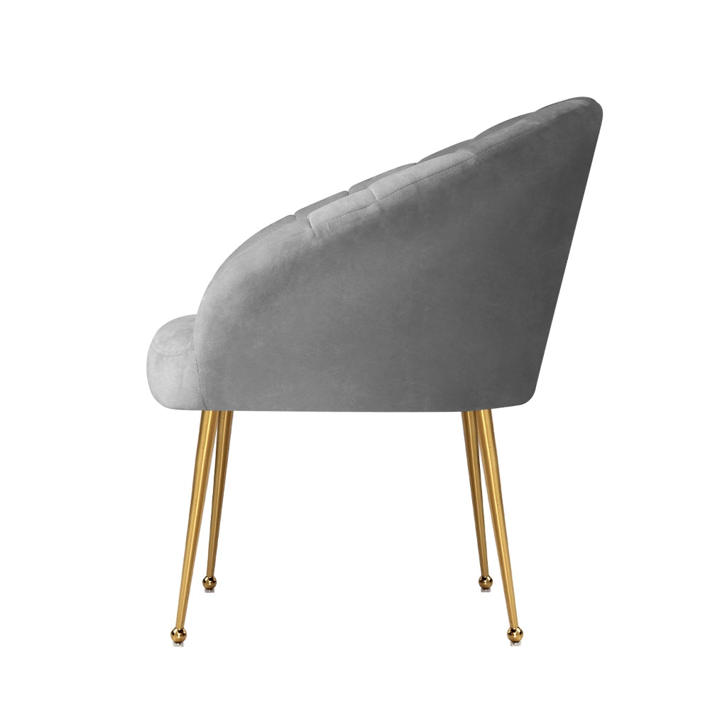 Classic Shell Velvet Accent Armchair - Grey Homecoze