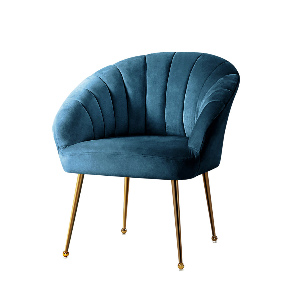 Classic Shell Velvet Accent Armchair - Blue Homecoze
