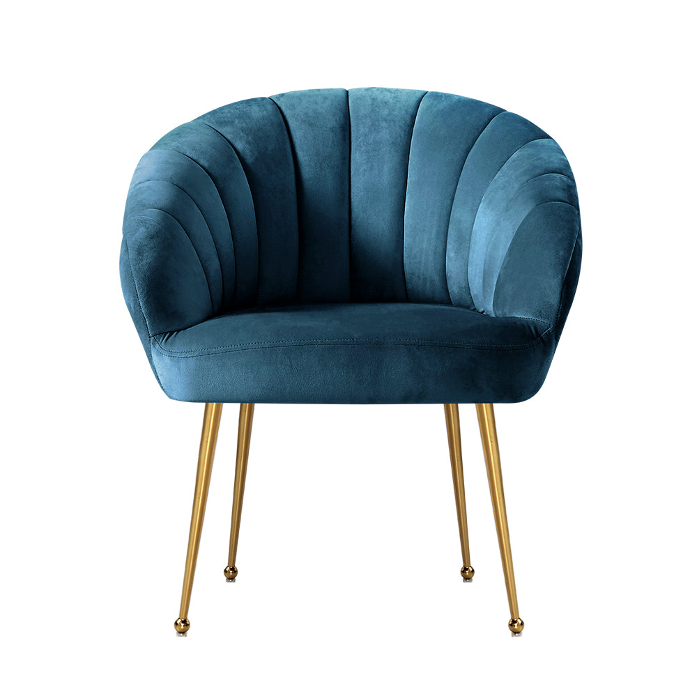 Classic Shell Velvet Accent Armchair - Blue Homecoze