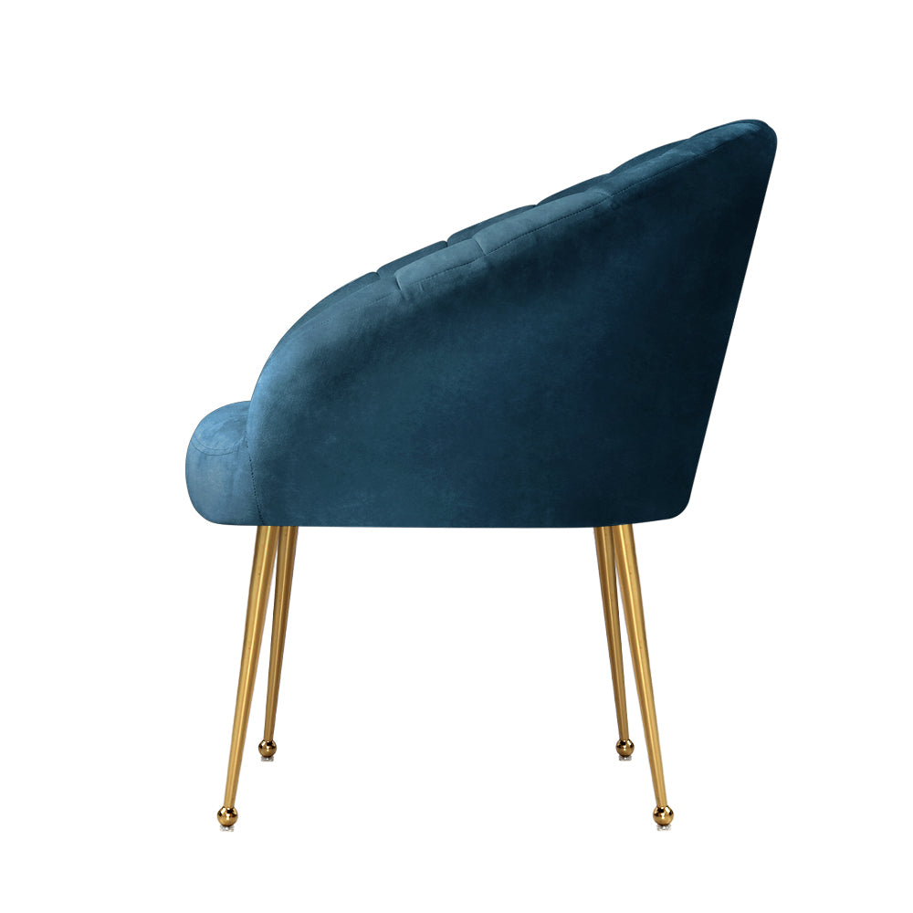Classic Shell Velvet Accent Armchair - Blue Homecoze