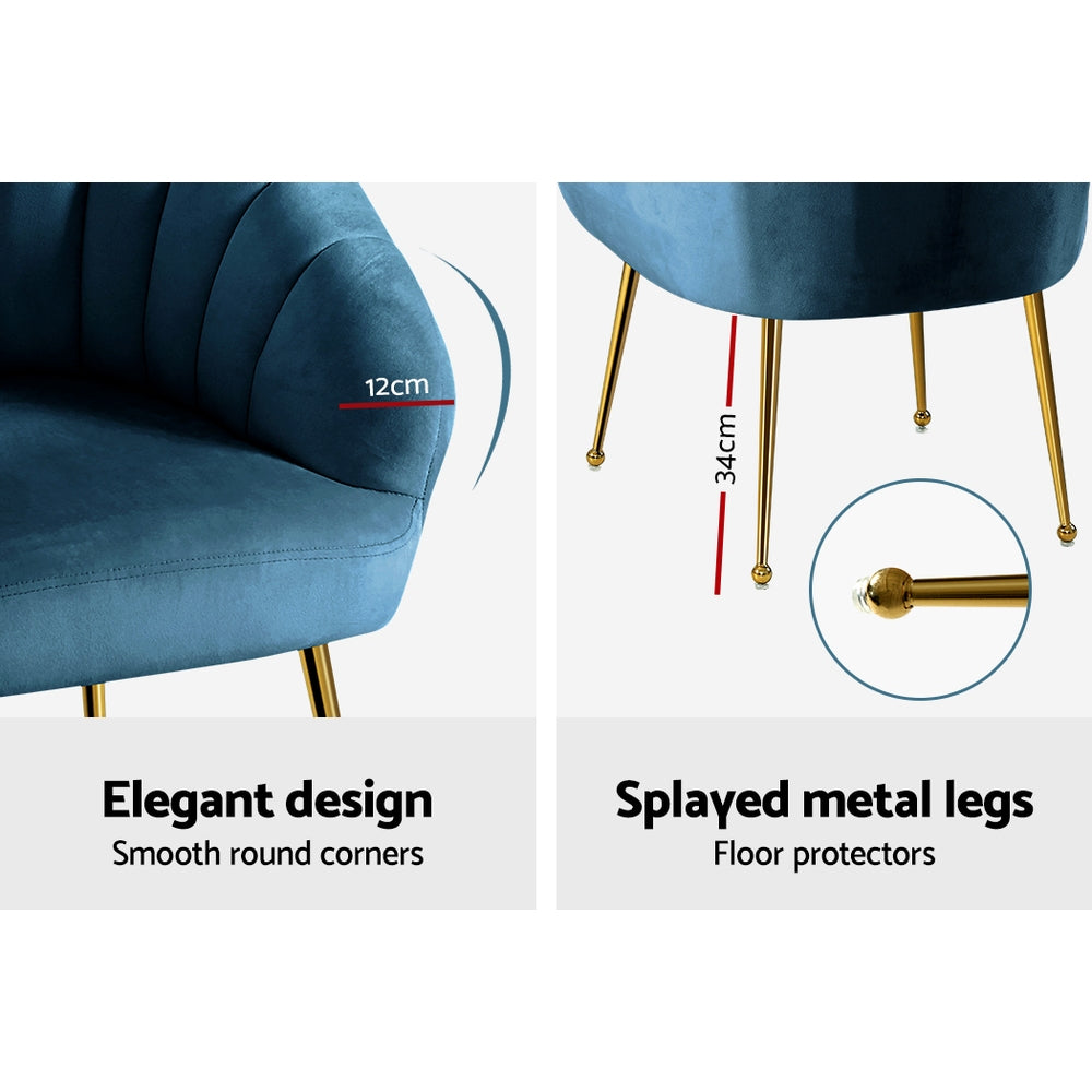 Classic Shell Velvet Accent Armchair - Blue Homecoze