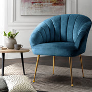 Classic Shell Velvet Accent Armchair - Blue Homecoze