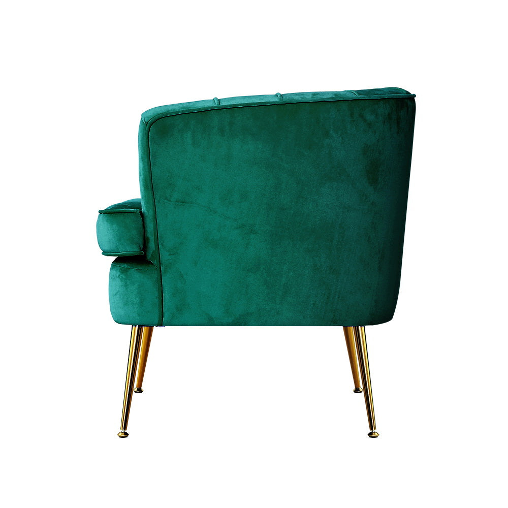 Classic Retro Tub Velvet Accent Armchair - Green Homecoze