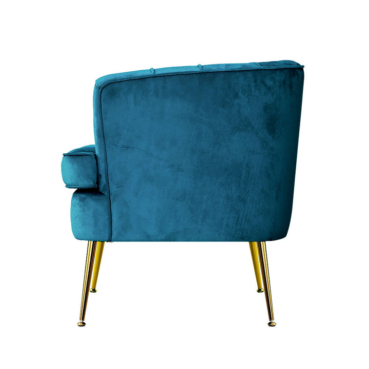 Classic Retro Tub Velvet Accent Armchair - Blue Homecoze