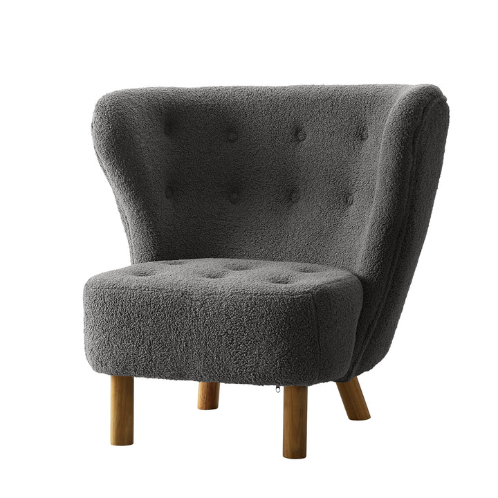 Ultra-Modern Curved Back Sherpa Fabric Accent Armchair - Charcoal Homecoze