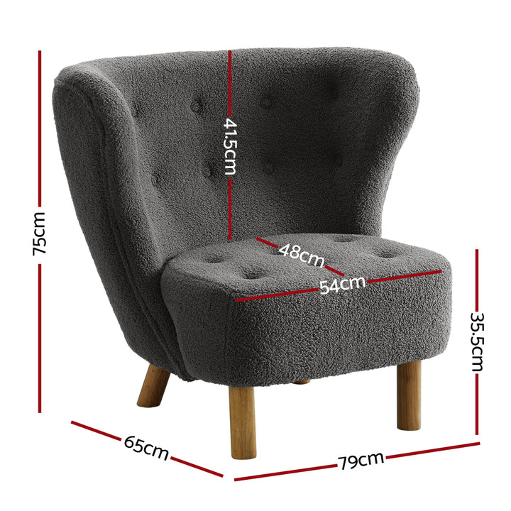 Ultra-Modern Curved Back Sherpa Fabric Accent Armchair - Charcoal Homecoze