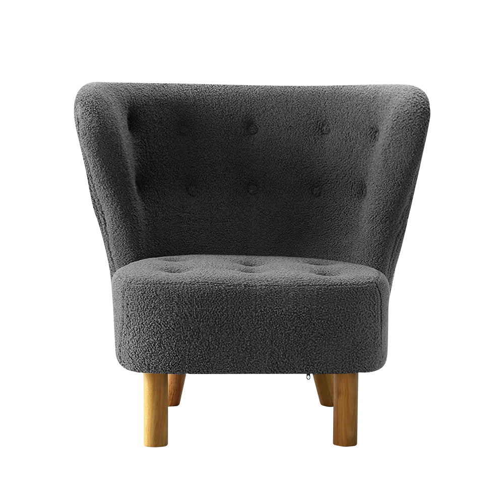 Ultra-Modern Curved Back Sherpa Fabric Accent Armchair - Charcoal Homecoze