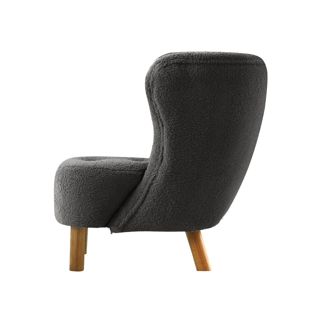 Ultra-Modern Curved Back Sherpa Fabric Accent Armchair - Charcoal Homecoze