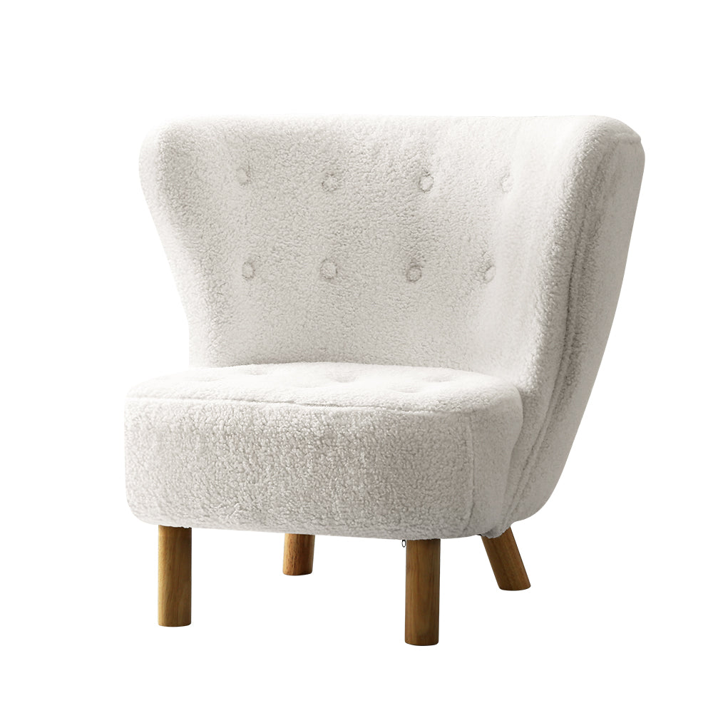 Ultra-Modern Curved Back Sherpa Fabric Accent Armchair - White Homecoze