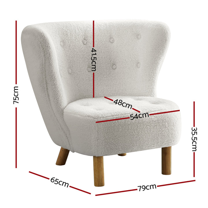 Ultra-Modern Curved Back Sherpa Fabric Accent Armchair - White Homecoze