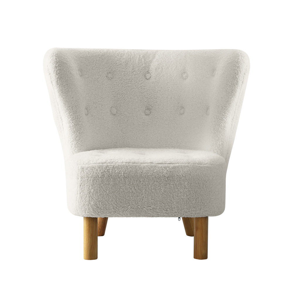 Ultra-Modern Curved Back Sherpa Fabric Accent Armchair - White Homecoze