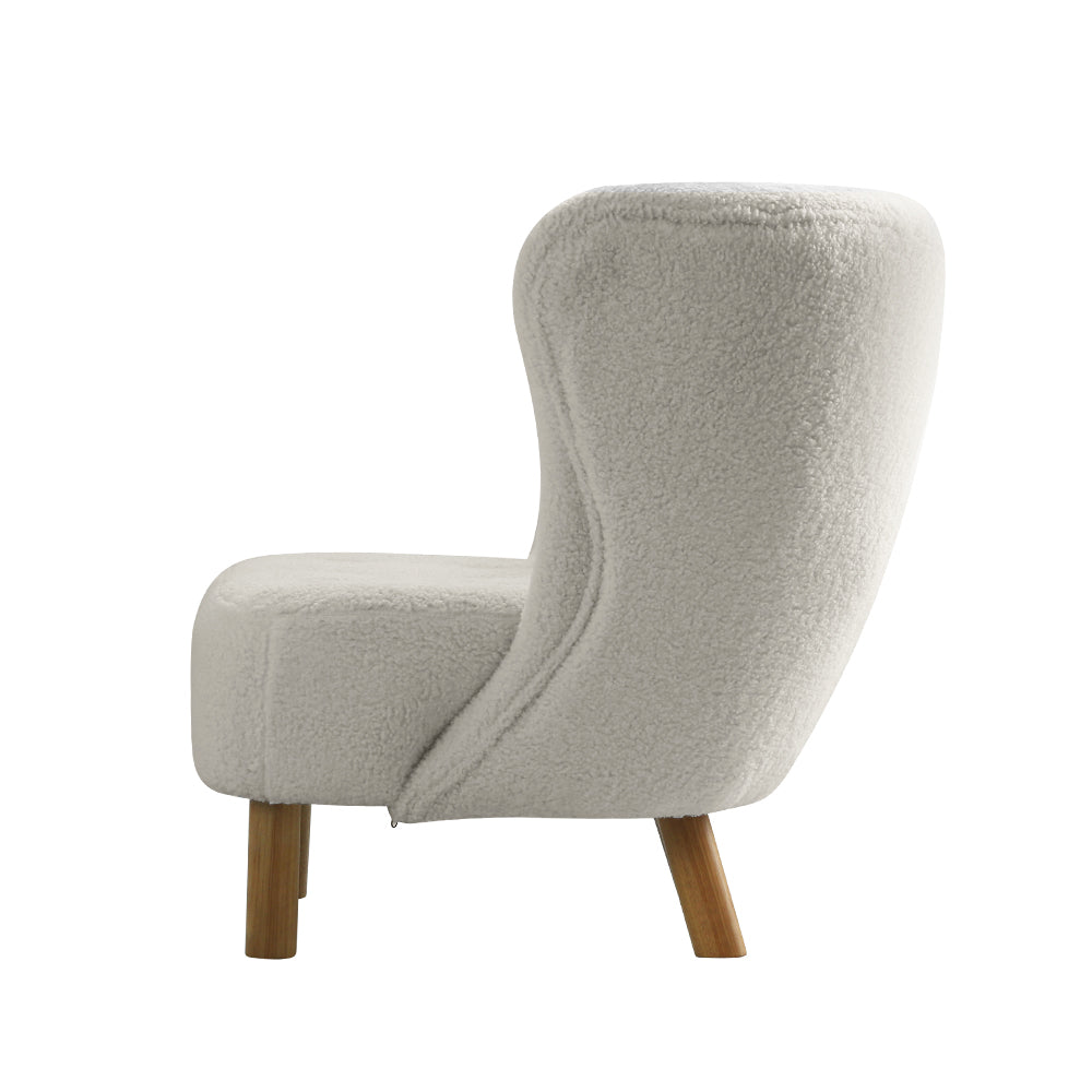 Ultra-Modern Curved Back Sherpa Fabric Accent Armchair - White Homecoze