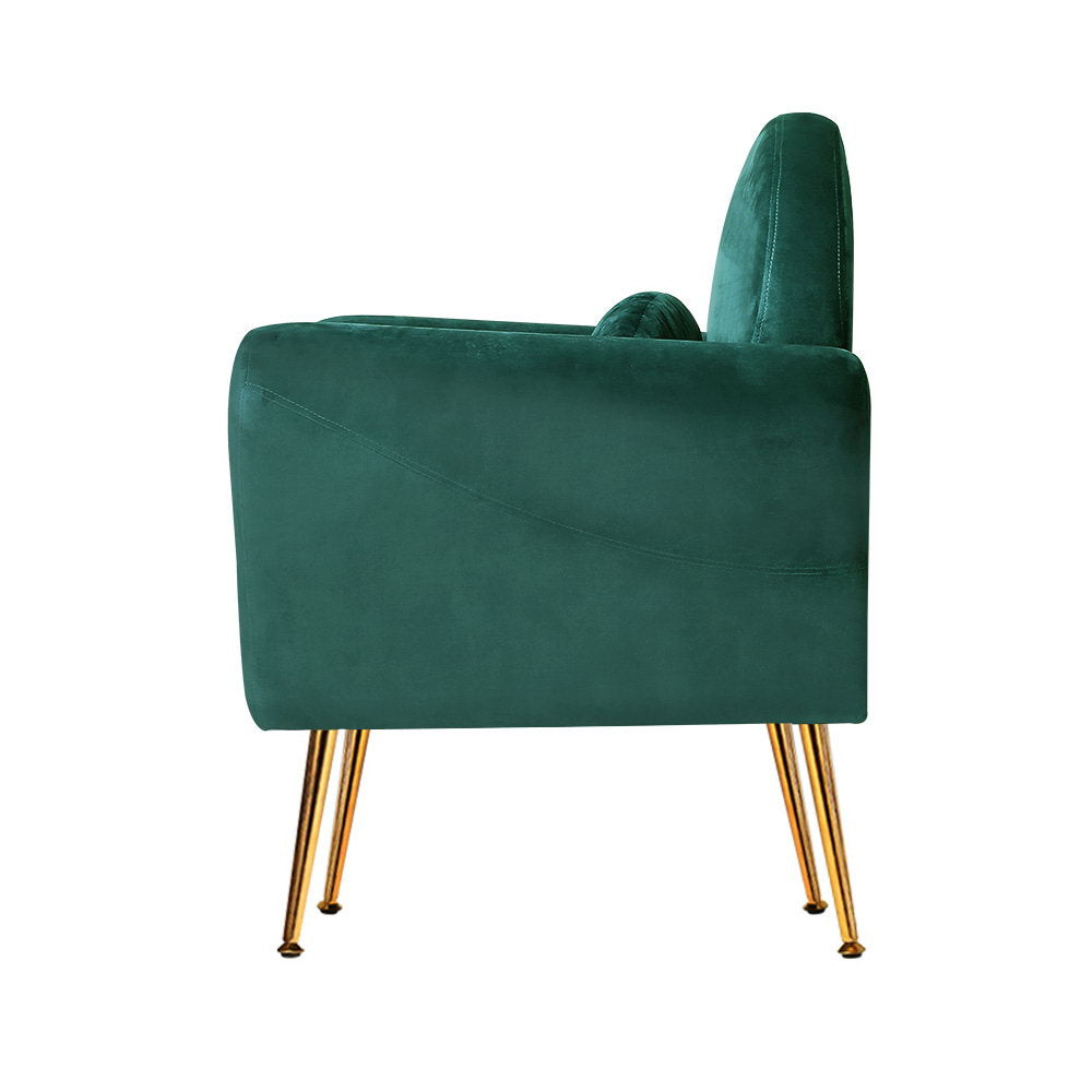 Classic Retro Velvet Accent Armchair - Green Homecoze