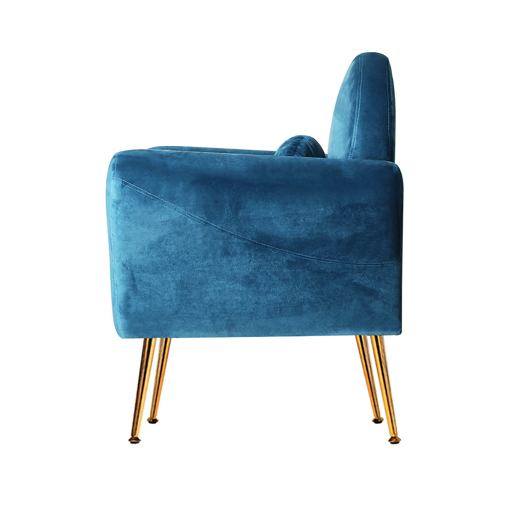 Classic Retro Velvet Accent Armchair - Blue Homecoze