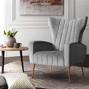 Classic Retro High Back Velvet Accent Armchair - Grey Homecoze