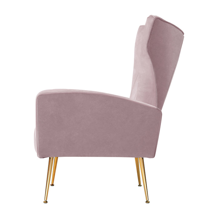 Classic Retro High Back Velvet Accent Armchair - Pink Homecoze