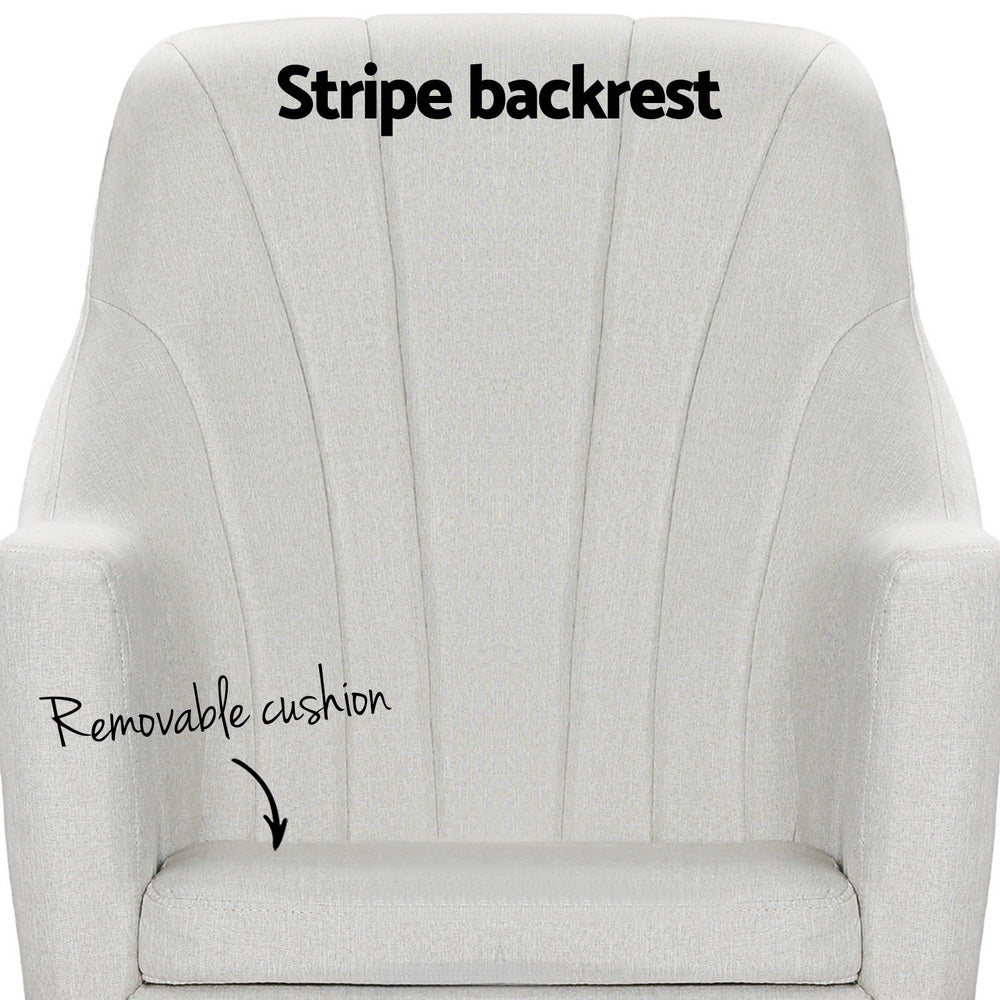Modern Rocking Chair Low Set Linen Fabric Armchair with Footstool - Beige - Homecoze