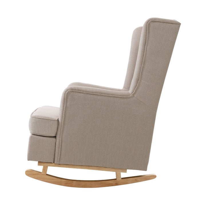 Convertible Rocking or Stationary Armchair Chair - Beige Fabric Homecoze