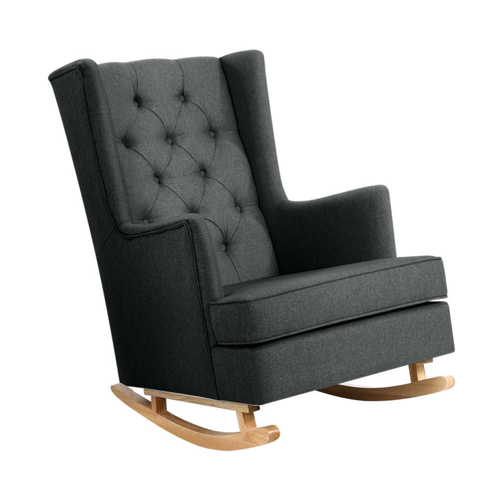 Charcoal Rocking Chair - Fabric Armchair Homecoze