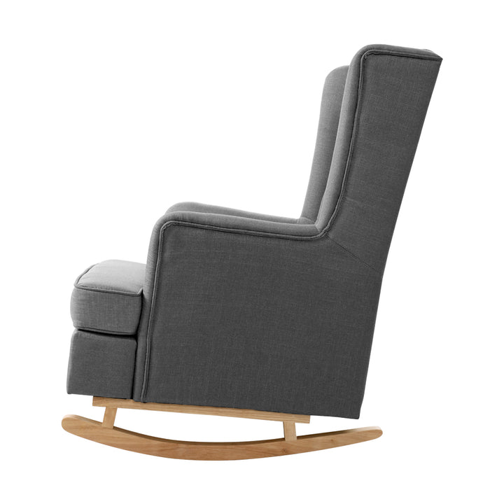 Retro Grey Rocking Chair - Fabric Armchair Homecoze