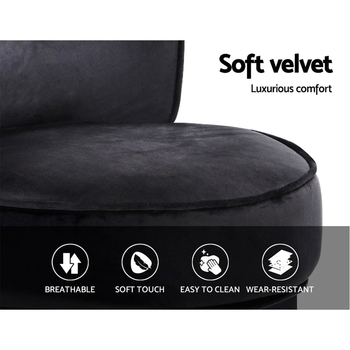 Black Velvet Low-Back Vanity Dressing Stool Homecoze