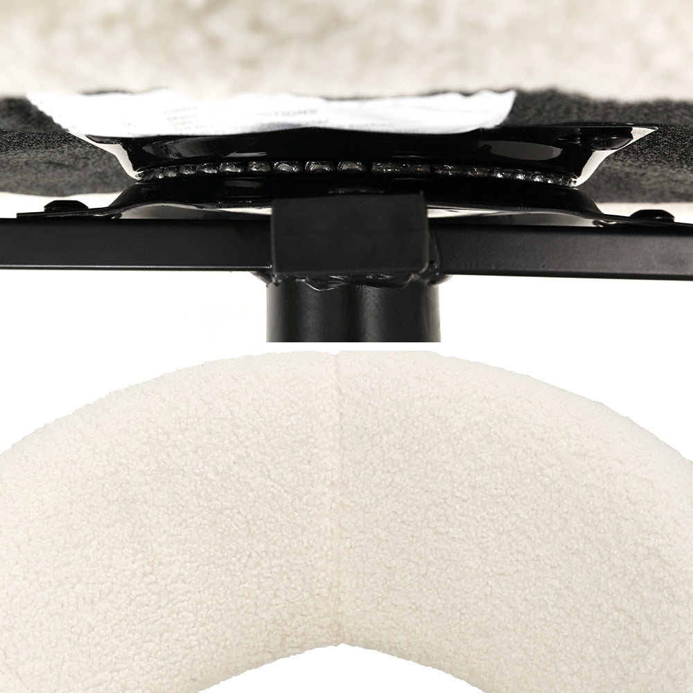 Set of 2 Premium Sherpa Boucle Dining Accent Chairs Swivel Base - Beige Homecoze