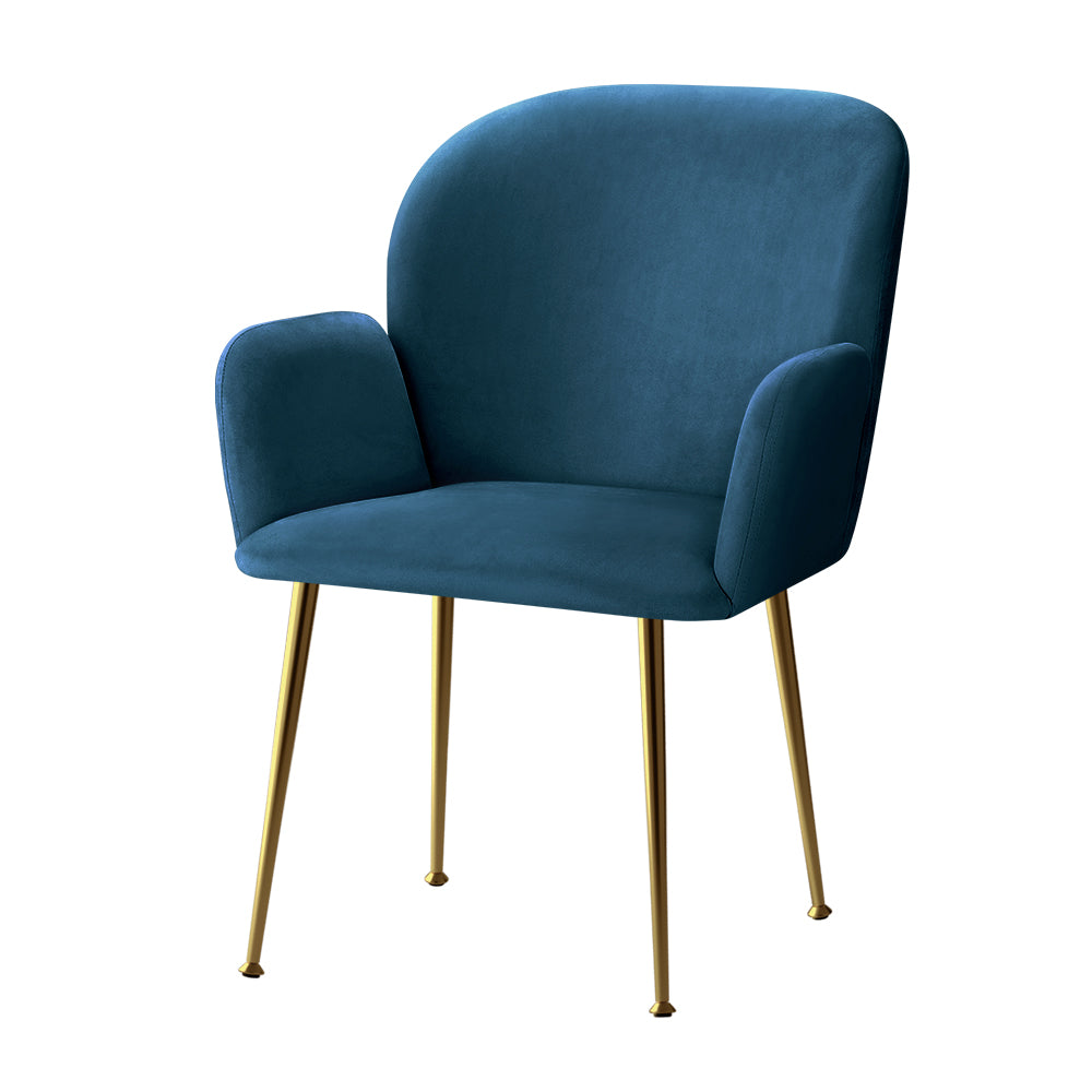 Set of 2 Soft Velvet Upholstered Modern Dining Feature Chairs - Blue Homecoze