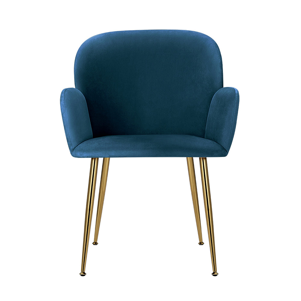 Set of 2 Soft Velvet Upholstered Modern Dining Feature Chairs - Blue Homecoze
