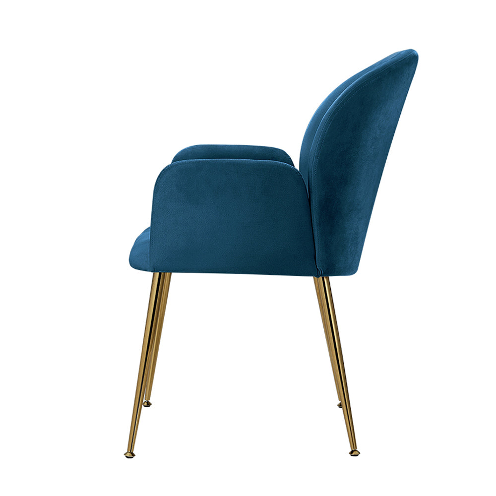 Set of 2 Soft Velvet Upholstered Modern Dining Feature Chairs - Blue Homecoze