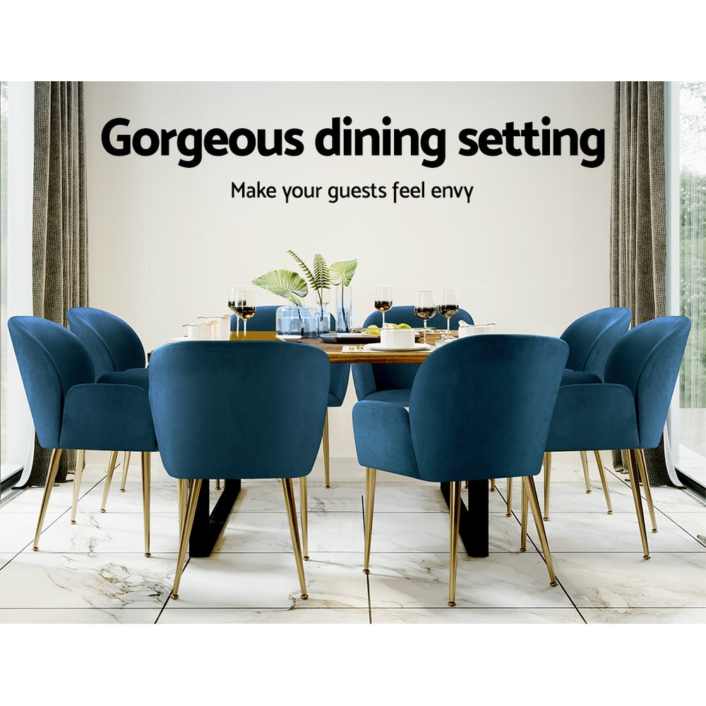 Set of 2 Soft Velvet Upholstered Modern Dining Feature Chairs - Blue Homecoze