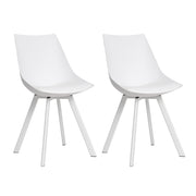 Set of 2 Café Dining Chairs Steel Leg PU Leather Padded Seat - White Homecoze