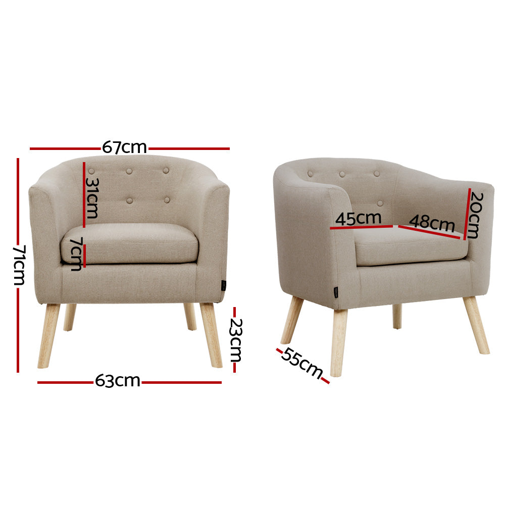 Classic Tub Feature Armchair - Beige Homecoze