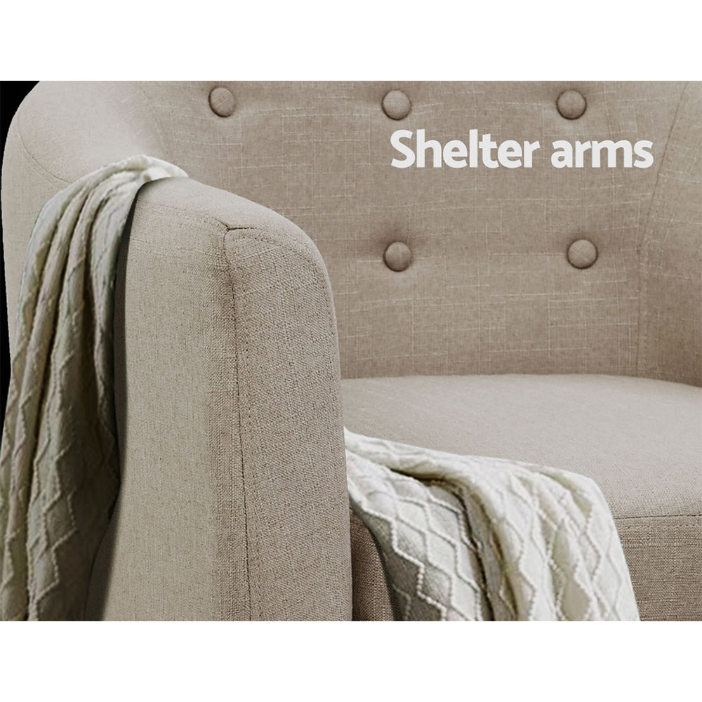 Classic Tub Feature Armchair - Beige Homecoze