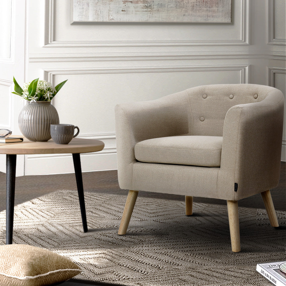 Classic Tub Feature Armchair - Beige Homecoze
