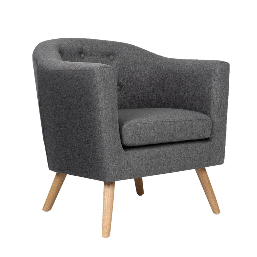 Linen Fabric Tub Sofa Chair Accent Armchair - Grey Homecoze