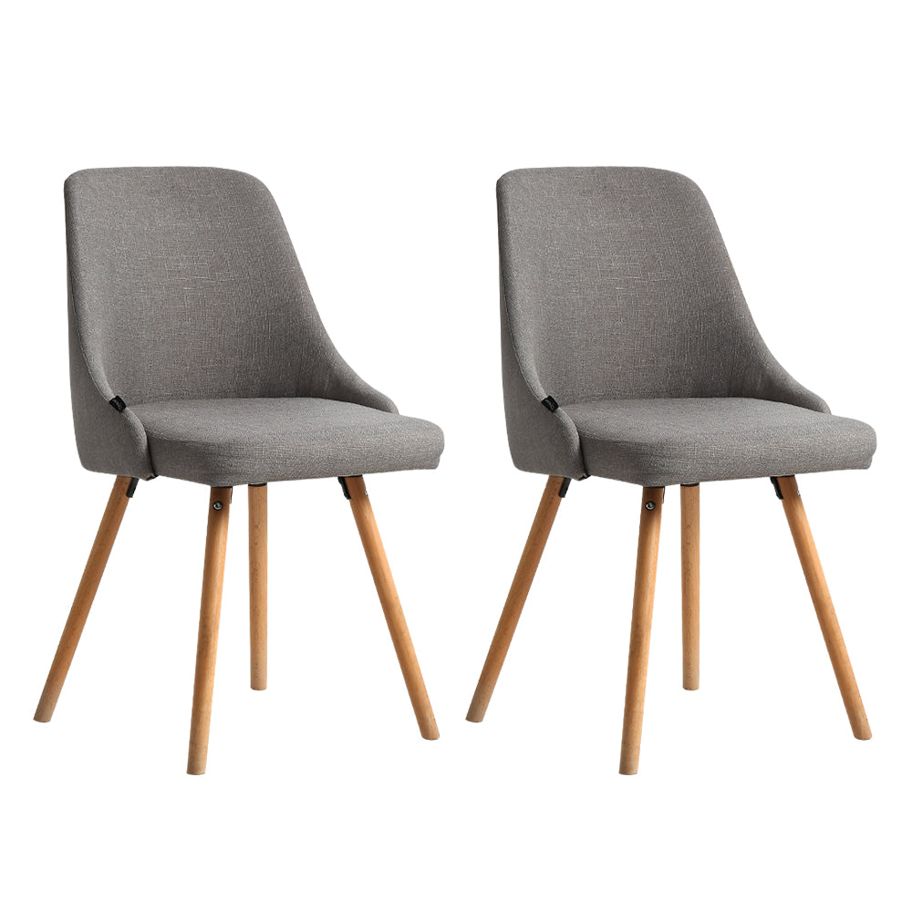 Set of 2 Replica Dining Chairs Beech Wood - Fabric Grey - Homecoze