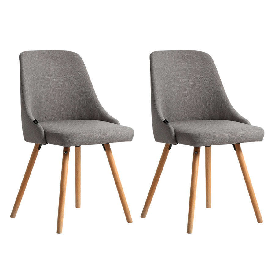 Set of 2 Replica Dining Chairs Beech Wood - Fabric Grey Homecoze