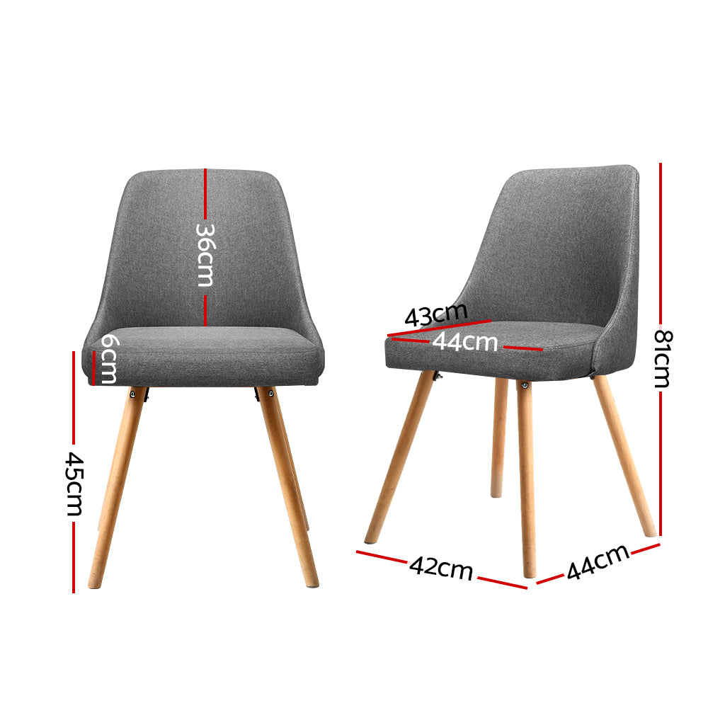 Set of 2 Replica Dining Chairs Beech Wood - Fabric Grey - Homecoze
