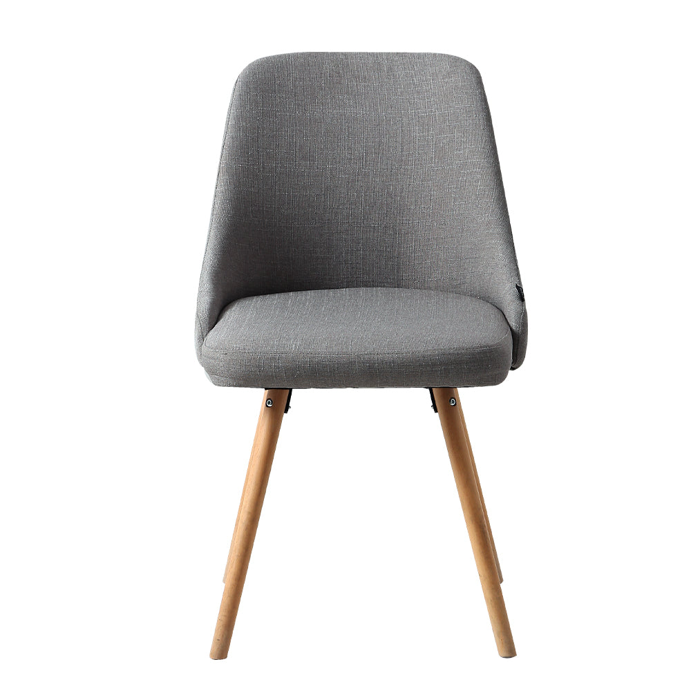 Set of 2 Replica Dining Chairs Beech Wood - Fabric Grey - Homecoze