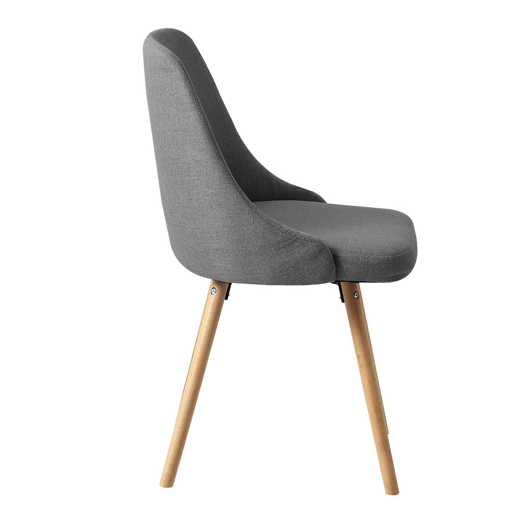 Set of 2 Replica Dining Chairs Beech Wood - Fabric Grey - Homecoze